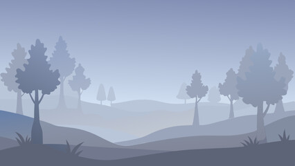 : early morning fog with barely visible trees