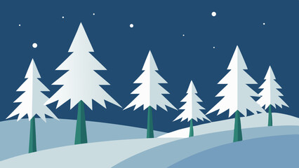 : minimal pine forest with snow covered trees 