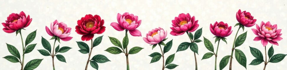 Peony flower bunch in vases hand illustrated artwork , vase filling flowers, watercolor peonies , floral decor