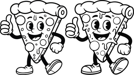Fototapeta premium Cartoon Pizza Coloring Page