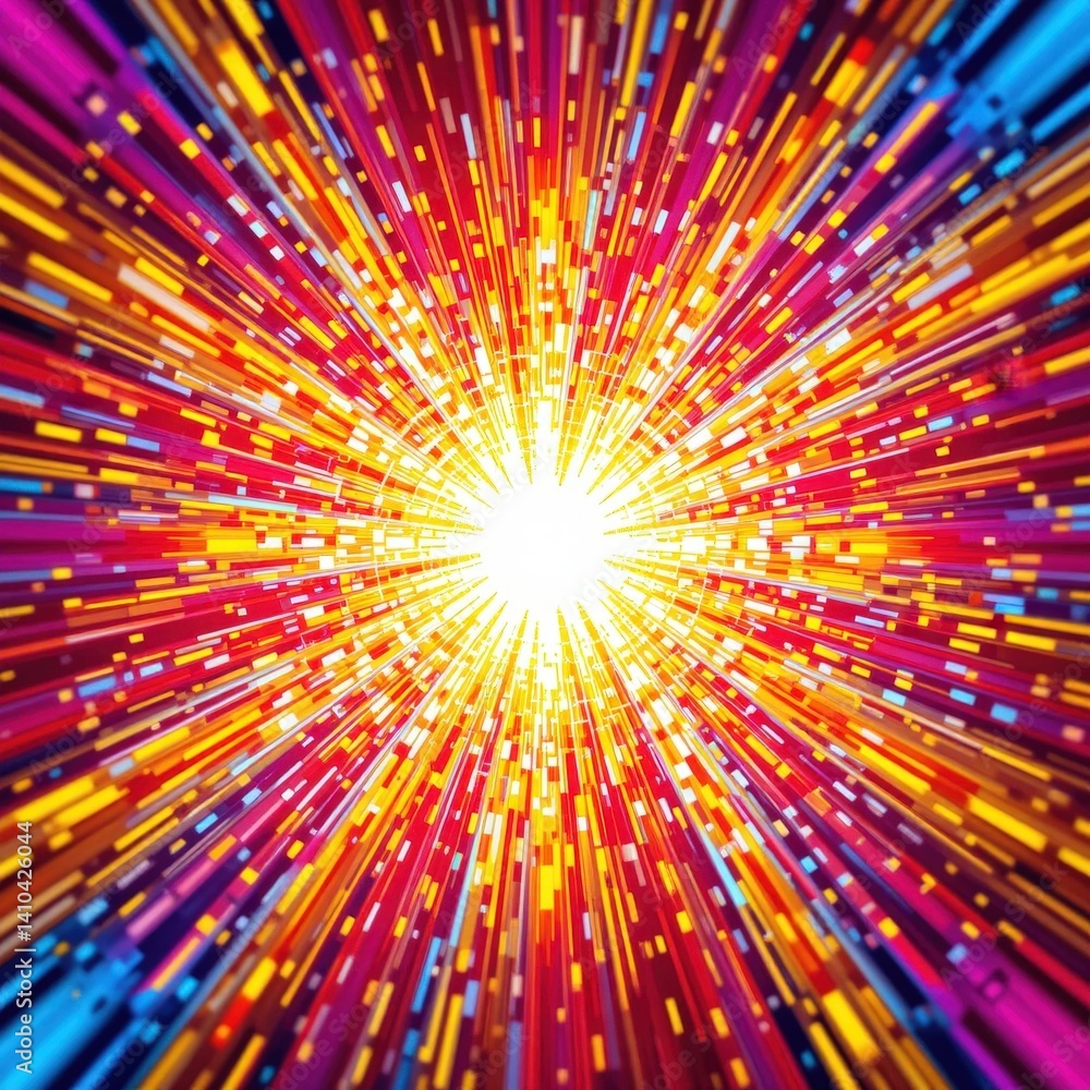 Aufkleber a vibrant abstract background featuring dynamic, swirling lines and radiant rays in a spectrum of co