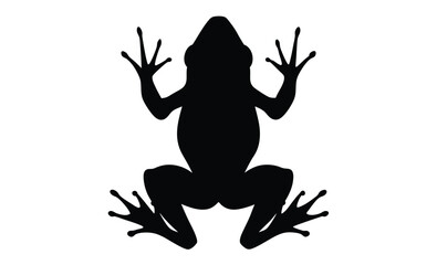 Frog silhouette, Frog black graphic, Amphibian icon illustration, Frog on white background
