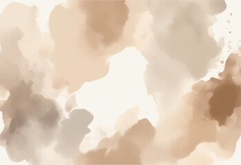 Light dusty soft pastel color shade. Brown sepia beige nude gray white abstract watercolor pattern. Elegant art background. Paper brush stain splash. Blank template design