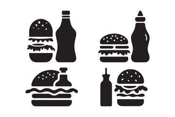 Stylized Illustrations of Burgers with Condiments
