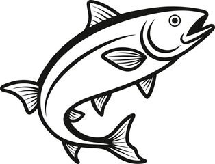 salmon fish outline  vector illustration on white background