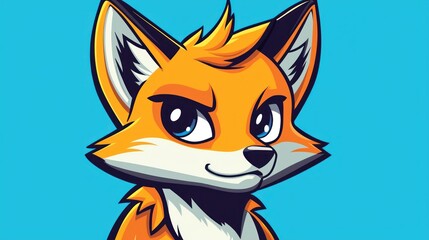 Fototapeta premium Cartoon Fox Portrait Against Solid Background. Possible Use Social Media Graphic