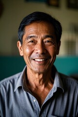 Fototapeta premium smiling man with a gray shirt and a blue shirt