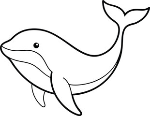  whale outline vector illustration on white background