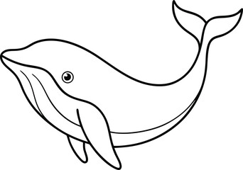  whale outline vector illustration on white background