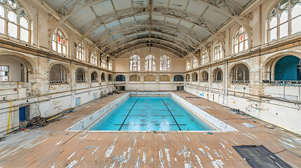 Obraz premium Abandoned Indoor Swimming Pool Interior