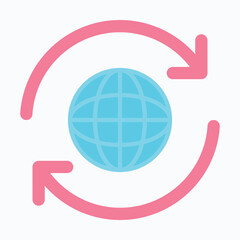 international news globe grid vector icon, Flat Style Isolated Vector Icon.