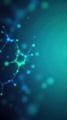 An artistic depiction of a molecule of GLP1 (Glucagon-like peptide-1), with glowing blue accents highlighting its structure.