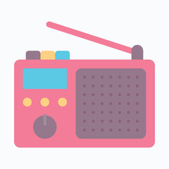Radio With Antenna, Radio Vector Icon. Flat Style Isolated Vector Icon.