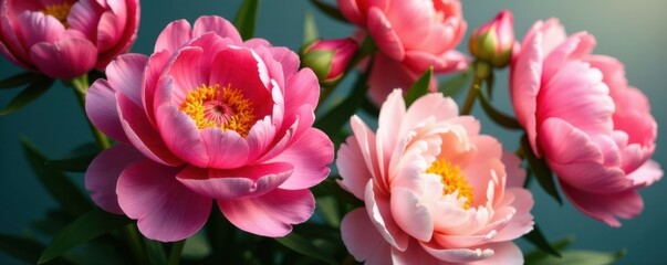 Obraz premium Colorful peonies in a stunning floral still life setup, nature, still life