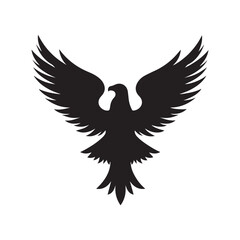 Fototapeta premium Wild Eagle Silhouette Flying Bird Vector Isolated on White Background