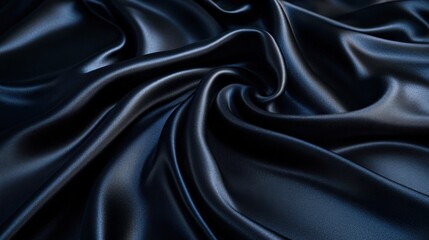 Obraz premium Luxurious Black Satin Fabric Draped in Soft Waves