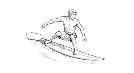 Fototapeta premium Surfer riding wave illustration