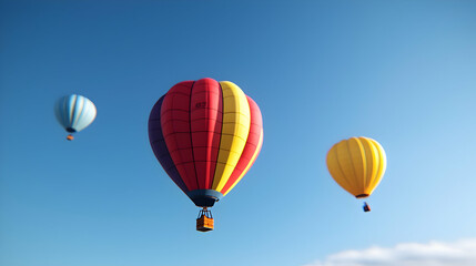 Obraz premium Three Colorful Hot Air Balloons In Blue Sky