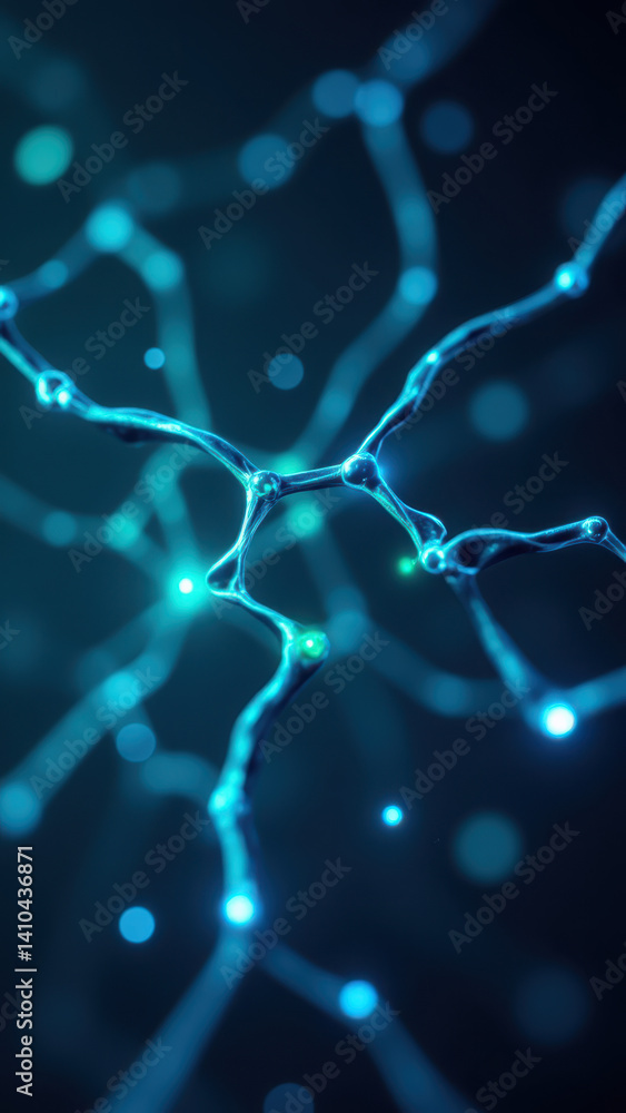 Aufkleber an artistic representation of a glp1 molecule with illuminated connections resembling neural network