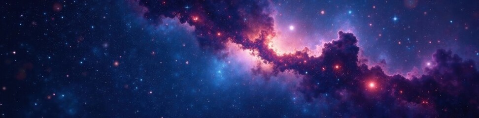 Naklejka premium Dark cosmos with stars and galaxies in the background, galaxies, stars, astronomical view