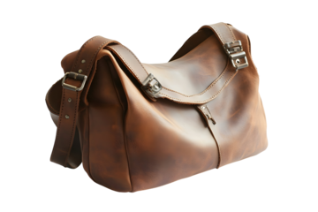 Shoulder bag in brown leather. Sturdy metal buckles. Ideal for documents, books, or everyday essentials