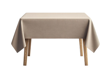 Elegant beige tablecloth on wooden table studio shot neutral background on transparent background