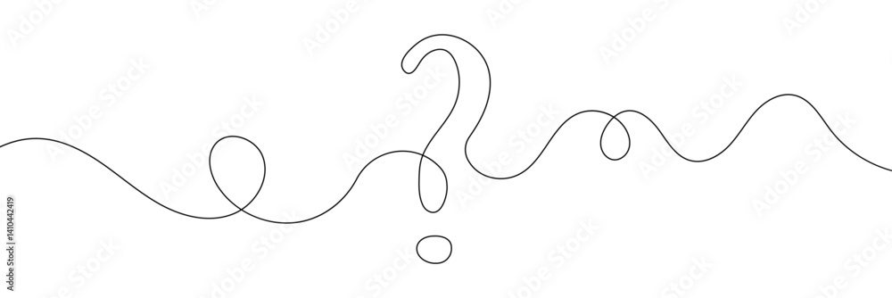 Poster question mark linear background. one continuous drawing of a question mark. vector illustration