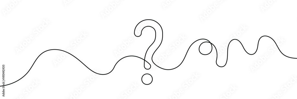 Aufkleber question mark linear background. one continuous drawing of a question mark. vector illustration