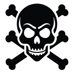 Black Skull and Crossbones Icon Graphic Design