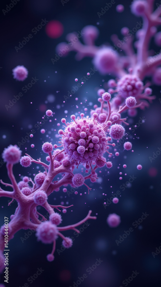 Poster a microscopic view of a brain neuron with glp-1 neurotransmitters.