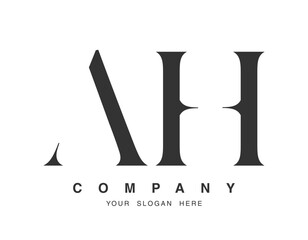 AH logo design. Initial letter a and h serif font style. Creative classic company name typography. Trendy logotype or identity.
