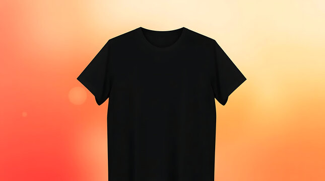 Mockup camiseta t-shirt, manga curta na cor preta. Isolada em fundo transparente. Arte para apresenta&ccedil;&atilde;o de logo, logomarca, logotipo, estampa. Ilustra&ccedil;&atilde;o para apresentar sua estampa de forma cria