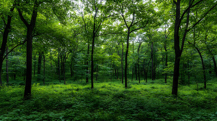 Fototapeta premium Dense Lush Green Forest Landscape