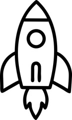 Rocket outline icon on white background