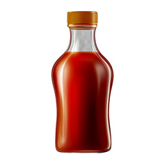 Red hot sauce bottle product photography for food and beverage marketing campaign isolated on a transparent background.