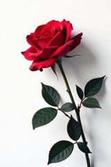 Red rose bouquet silhouette on pristine white canvas, backdrop, background, light