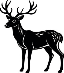 Side View Deer Silhouette Vector – Elegant Male Deer Clipart for Woodland and Seasonal Art