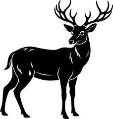 Young Deer Silhouette Vector – Minimalist Buck Clipart for Nature, Cabin, and Animal Projects