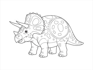 Fototapeta premium Triceratops coloring page illustration in black and white 