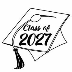 Class Of 2027 Graduation Cap Vector Illustration Isolated On White Background For Print