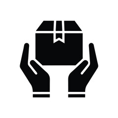 Holding Box Icon Care, Support, Delivery, Logistics Concept in Black Icon