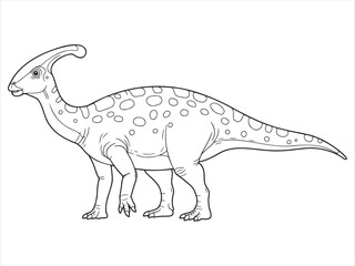 Fototapeta premium A Parasaurolophus outlined in a coloring book style 