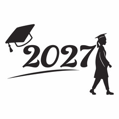 Graduation Silhouette Of A Young Girl Class Of 2027 Graphic