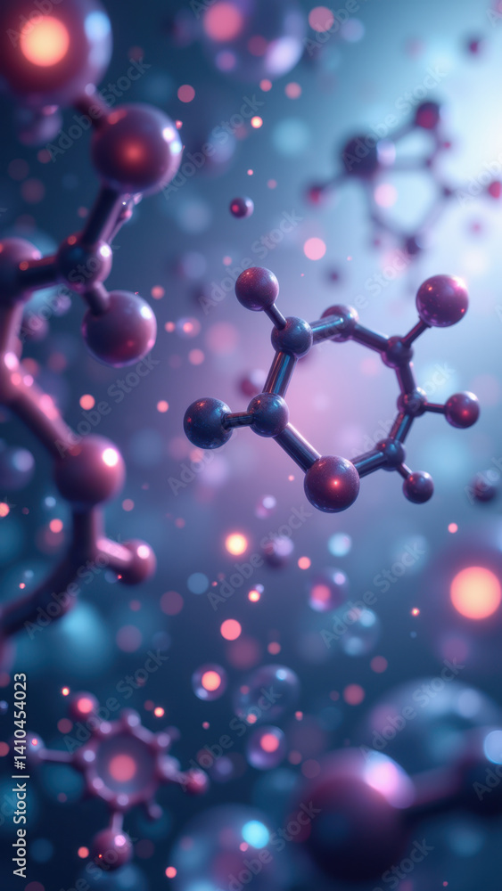 Aufkleber close-up of a glp1 molecule, glucagon-like peptide-1 with other related molecules in the background,