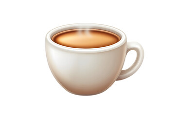 Steaming cup Simple white mug with a hot, creamy beverage inside, shown against a transparent background
