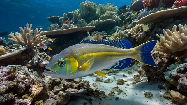 Fish swimming in reef