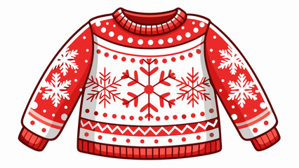 White and red knitted Christmas jumper isolated on a transparent background