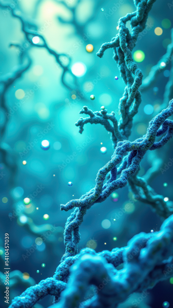 Poster stunning microscopic view of a glp-1 (glucagon-like peptide-1) molecule with its complex structure i