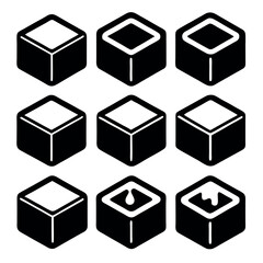  Different Ice Cube Tray Styles, Simple Outline Vector Illustration