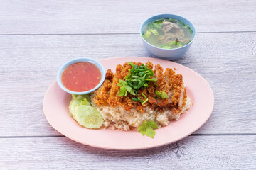 Fried Chicken And rice cooked with chicken oil